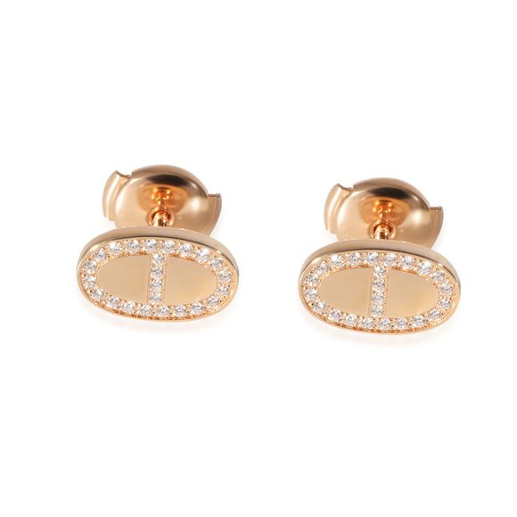 Hermès Chaine d'Ancre Contour Earrings in 18k Rose Gold 0.18 CTW - Picture 1 of 3